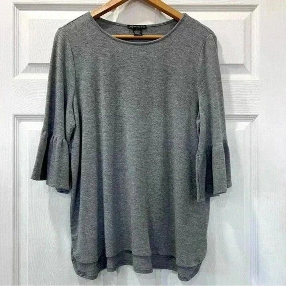 Adrianna Papell Womens Grey Halve Sleeve Top Size Large